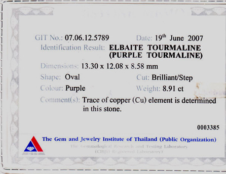 certed Cuprian/Copper Bearing purple mozambique tourmaline