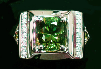 demantoid and diamond men's ring