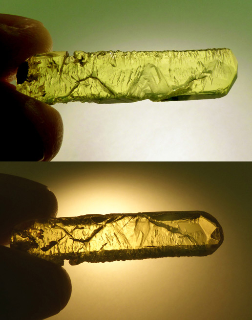 etched yellow beryl crystal