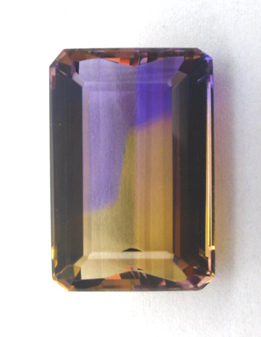 unusual ametrine with a right angle step