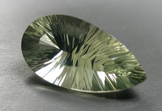 published green quartz concave faceted