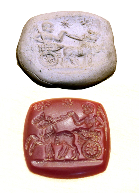seal with warrior, shield, chariot