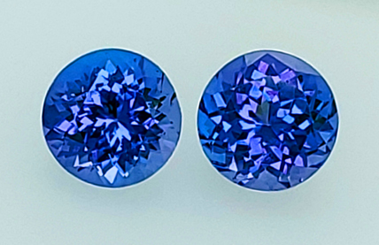 deep blue matched pair tanzanite - 7mm