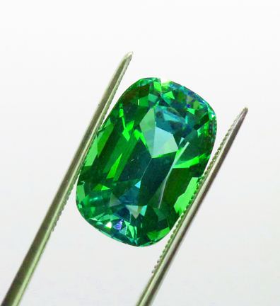 large tourmaline of a lively green with mint highlights