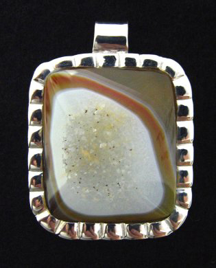 drusy agate sterling pendant
