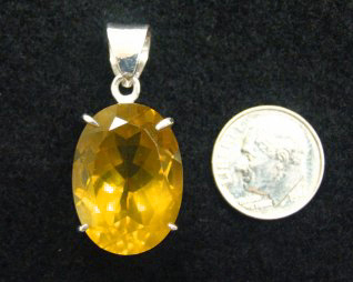 honey quartz in sterling pendant