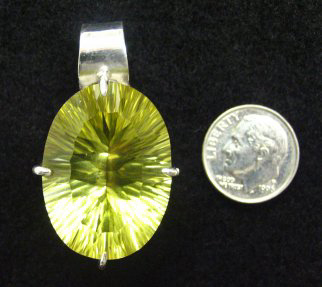 large lemon quartz sterling pendant