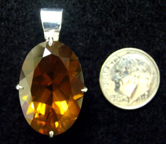 topaz colored quartz set in sterling pendant