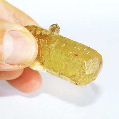 doubly terminated yellow beryl crystal with smoky quartz crystal