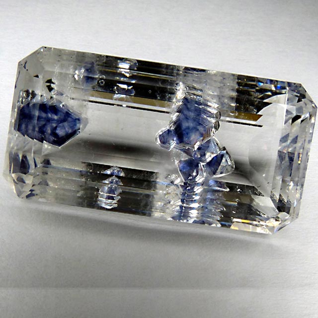 clear quartz with blue fluorite crystals